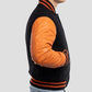 Unisex Orange And Black Varsity Bomber Jacket