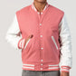 Unisex Pink Wool White Leather Sleeves Varsity Jacket