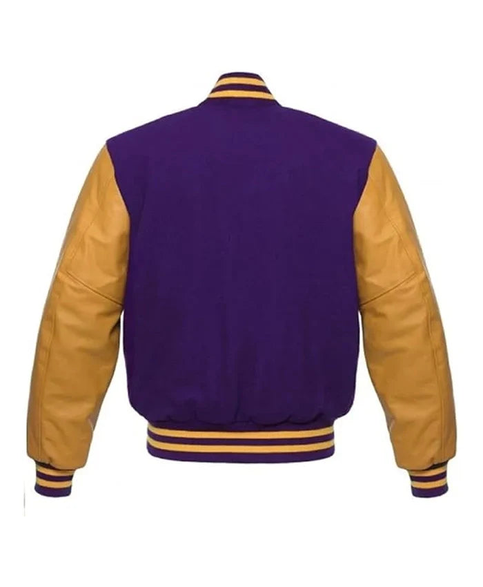 Unisex Purple And Gold Varsity Lettermen Jacket