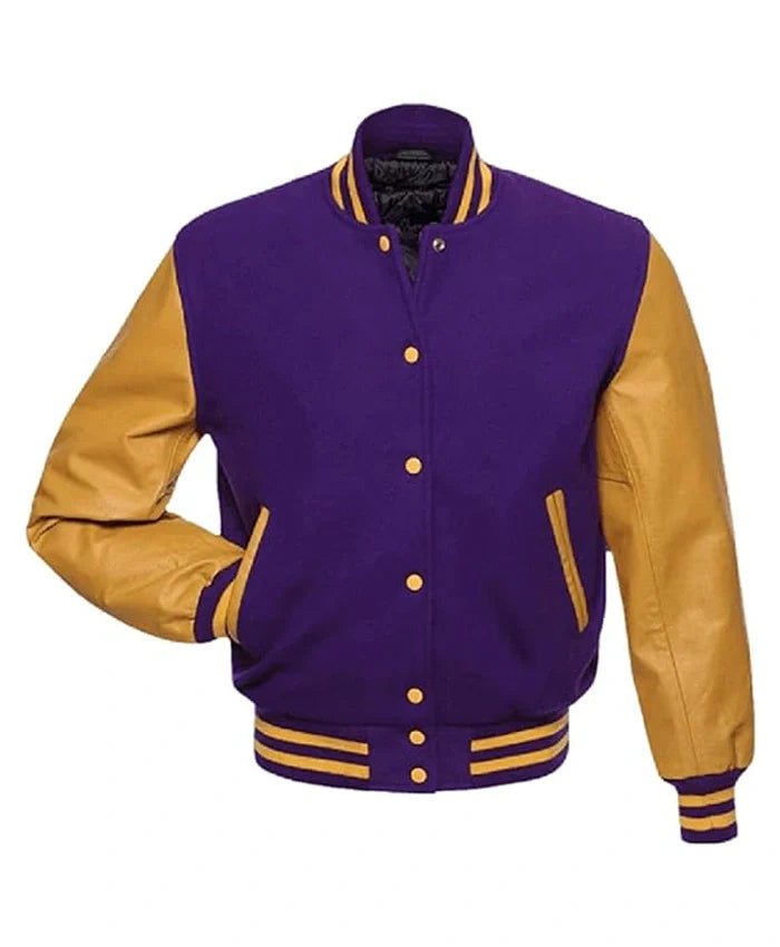 Unisex Purple And Gold Varsity Lettermen Jacket