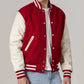 Unisex Red And White Varsity Lettermen Jacket