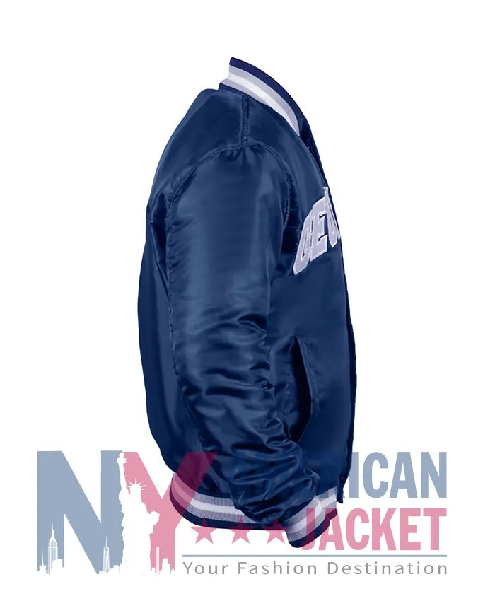 Georgetown Blue Satin Varsity Jacket