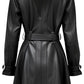 Women Black Leather Coat - Hooded Leather Coat