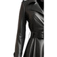 Women Black Leather Coat - Long Leather Coat