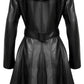 Women Black Real Long Leather Coat