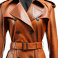 Women Brown Real Leather Coat