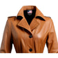 Women’s Tan Leather Coat – Elegant and Lightweight Outerwear