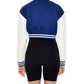 Women’s Cropped Blue Lettermen Varsity Jacket