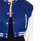 Women’s Cropped Blue Lettermen Varsity Jacket