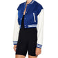Women’s Cropped Blue Lettermen Varsity Jacket