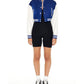 Women’s Cropped Blue Lettermen Varsity Jacket
