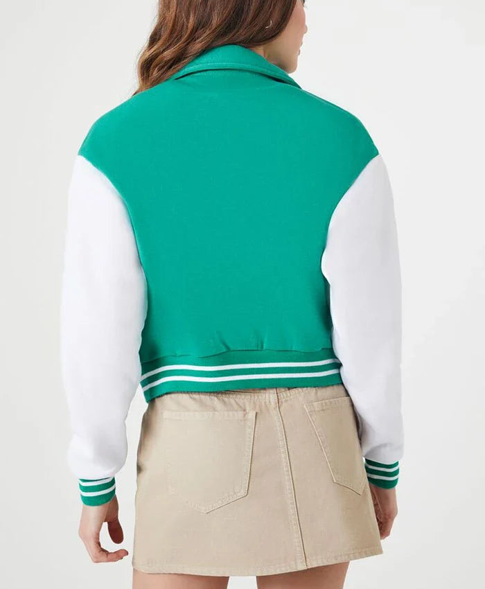 Women’s Cropped Sea Green Varsity Jacket