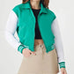 Women’s Cropped Sea Green Varsity Jacket
