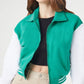 Women’s Cropped Sea Green Varsity Jacket