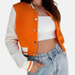 Women’s Cropped Orange Wool Varsity Jacket