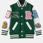 Women’s Green And White Varsity Lettermen Jacket