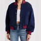 Women’s Royal Blue Tailored Fit Varsity Bomber Jacket