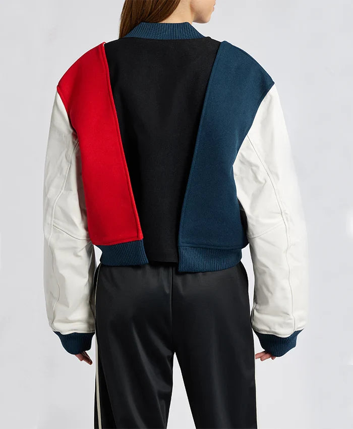 Women’s Triple Color Stylish Varsity Bomber Jacket