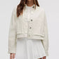 Women’s White Corduroy Shirt Varsity Jacket