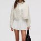 Women’s White Corduroy Shirt Varsity Jacket
