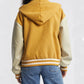 Women’s Yellow Hooded Wool Twill Varsity Jacket