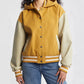 Women’s Yellow Hooded Wool Twill Varsity Jacket