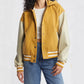 Women’s Yellow Hooded Wool Twill Varsity Jacket