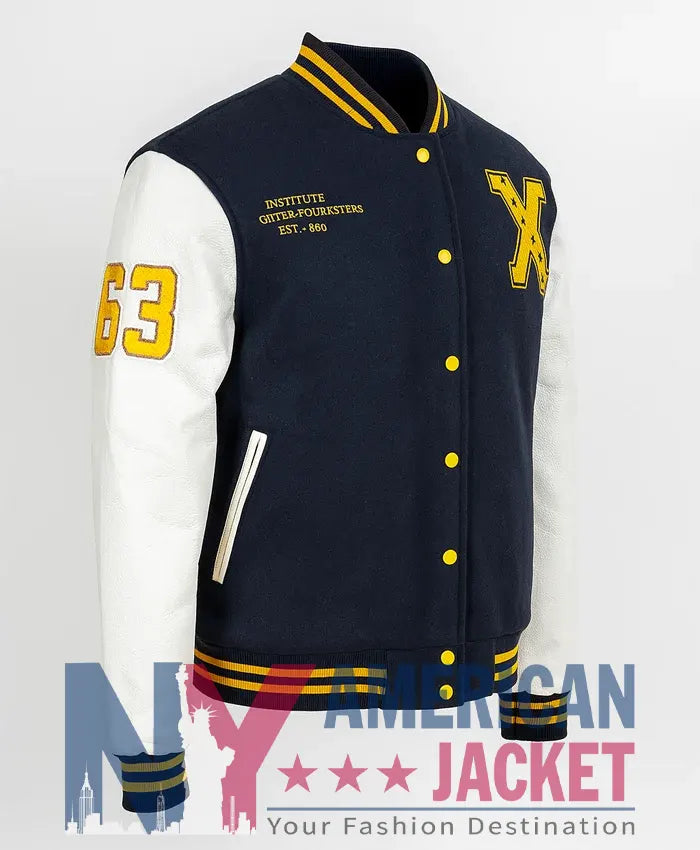 Xavier Institute Black And White Letterman Varsity Jacket