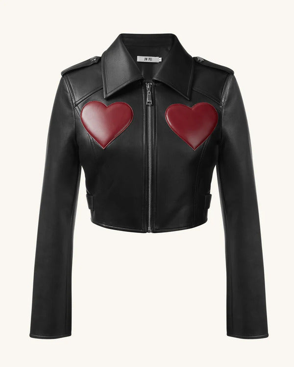 WWE Raw 2025 Gionna Daddio Red Hearts Leather Jacket — Product Description