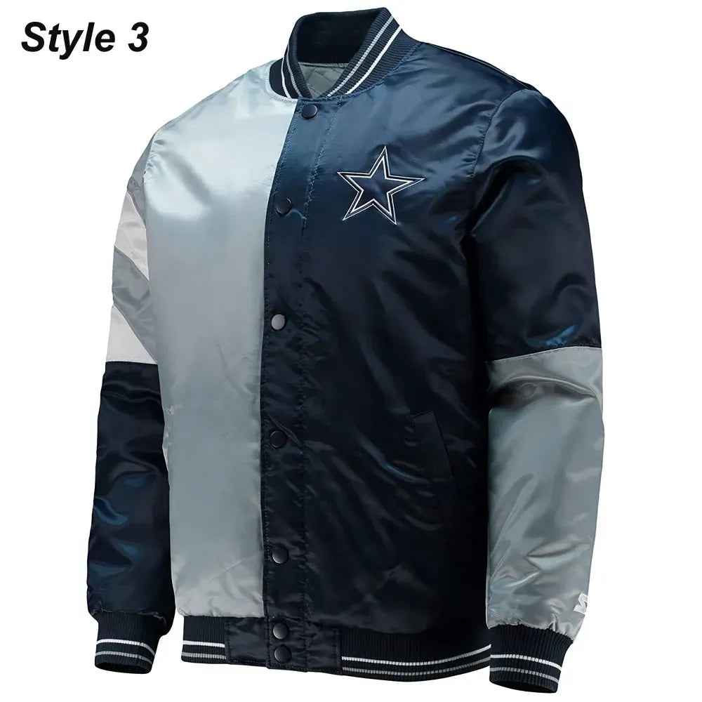 Dallas Cowboys The Tradition II Satin Blue and Grey Jacket — Classic Team Spirit Outerwear