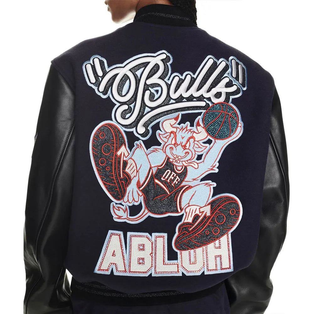 Chicago Bulls Off-White Varsity Jacket – Recreated Edition