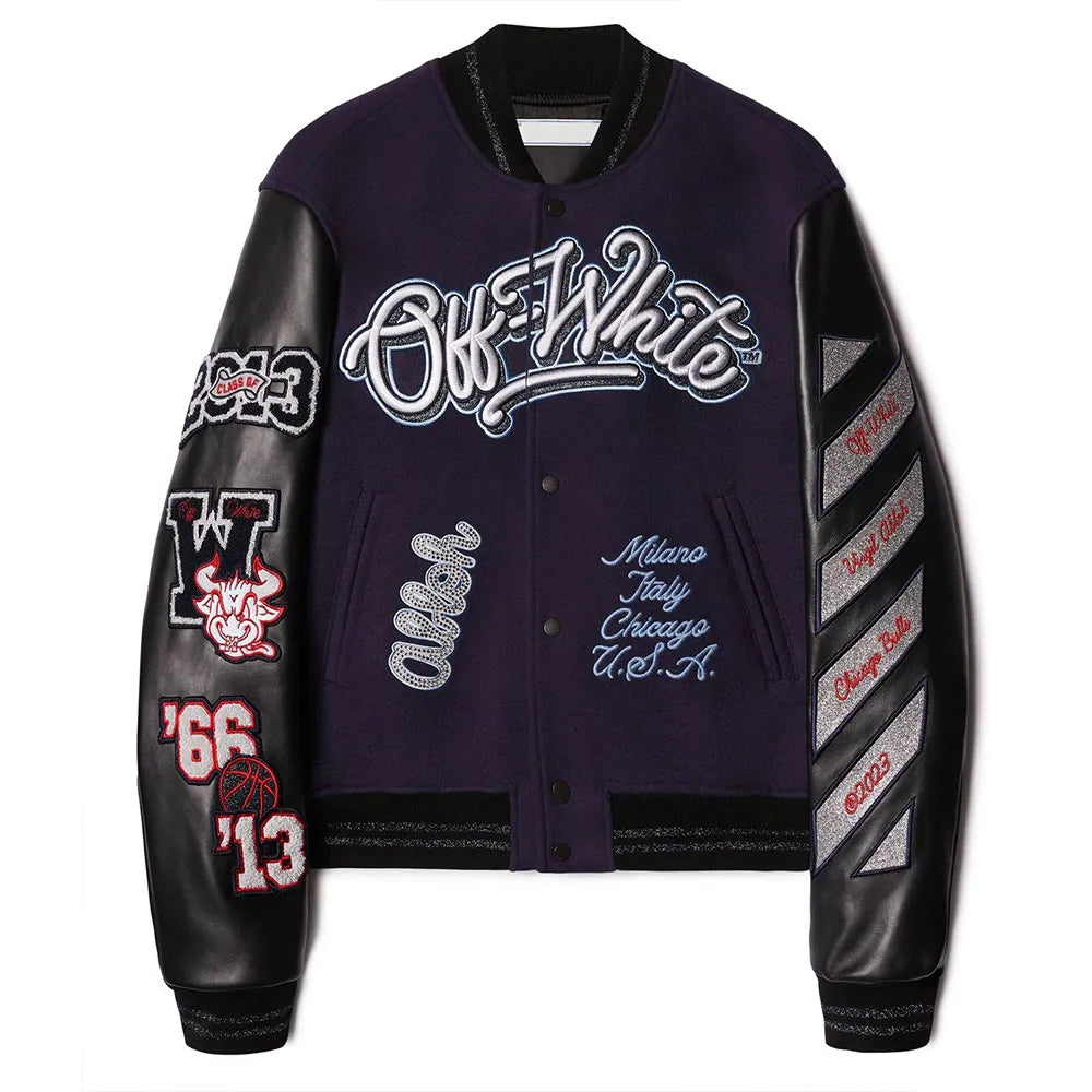 Chicago Bulls Off-White Varsity Jacket – Recreated Edition