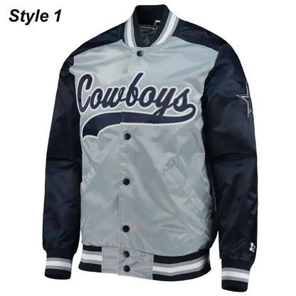 Dallas Cowboys The Tradition II Satin Blue and Grey Jacket — Classic Team Spirit Outerwear