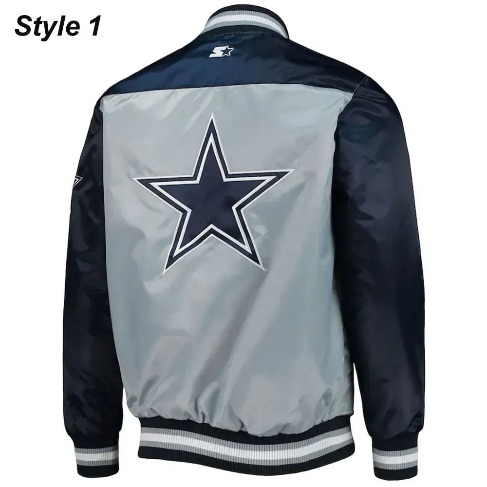 Dallas Cowboys The Tradition II Satin Blue and Grey Jacket — Classic Team Spirit Outerwear