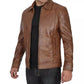 Men's Genuine Distressed Brown Cafe Racer Leather Jacket