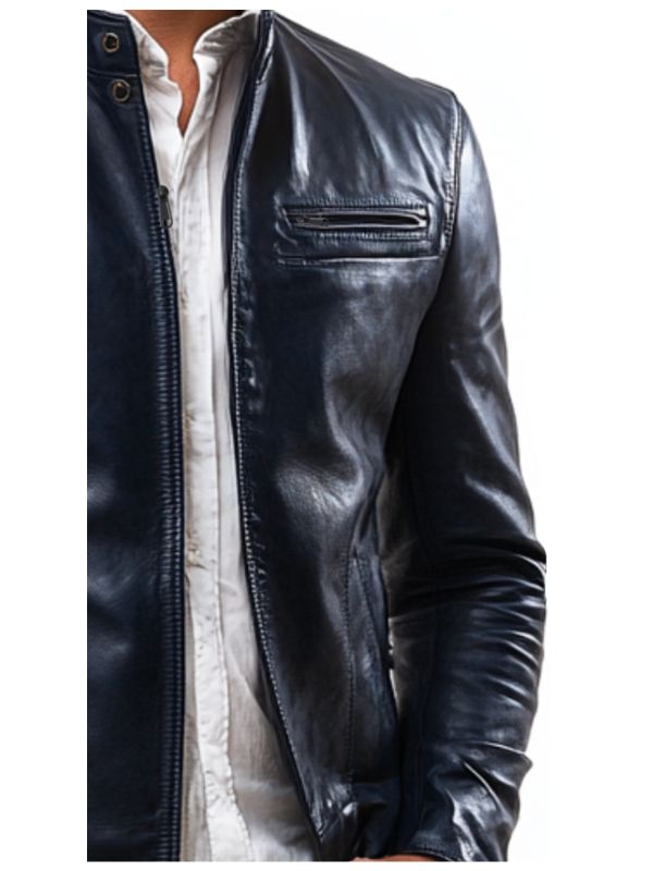 Frankie Blue Leather Jacket – Men Leather Jacket Blue