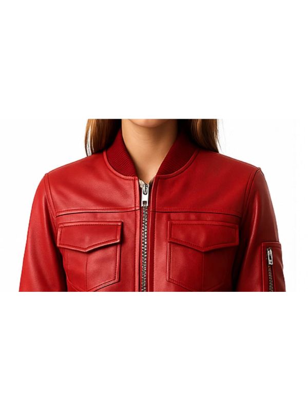 Freya Leather Red Jacket – Women’s Leather Jacket (Red)