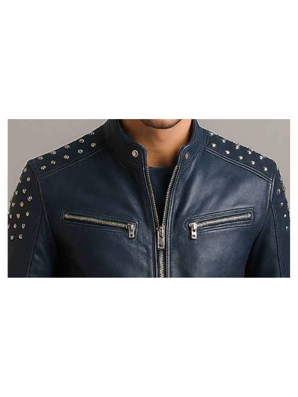 Hugo Blue Leather Jacket – Men’s Premium Blue Leather Jacket