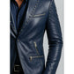 Jack Blue Leather Blazer Leather Blazer for Men Blue