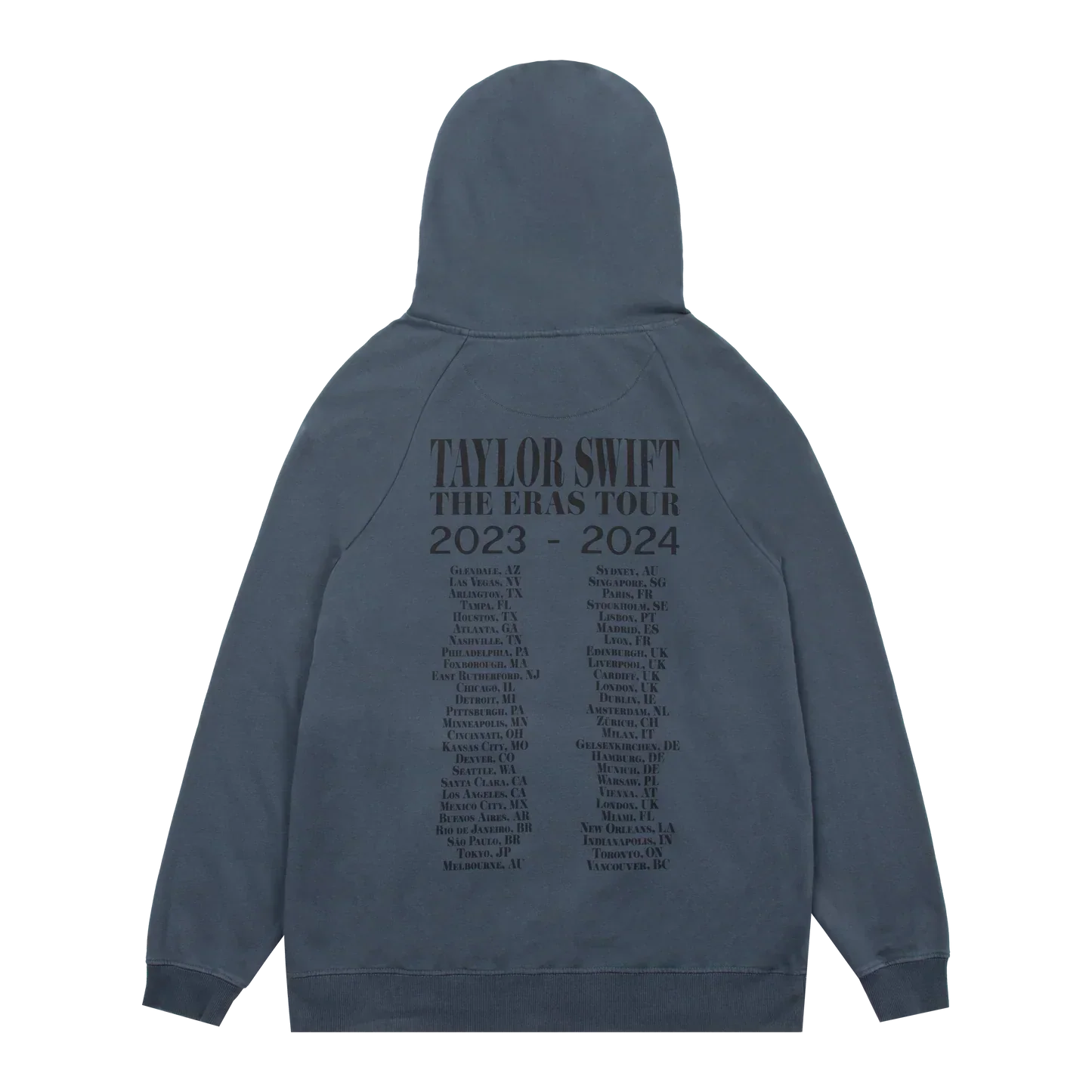 Taylor Swift "The Eras International Tour" Washed Blue Hoodie – Recreated Edition