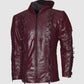 Maroon Leather Hoodie