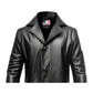Men 3 Button Long Leather Coat