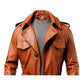 Men Long Leather Tan Color Coat