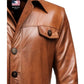 Men Vintage Brown Leather Coat – Long Leather Coat
