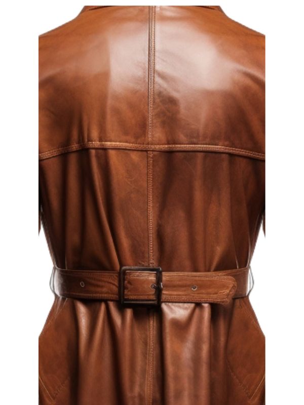Men Vintage Brown Leather Coat – Long Leather Coat