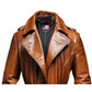 Men Vintage Brown Long Leather Coat - Detective Style Coat