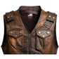 Men’s Vintage Brown Military Leather Vest