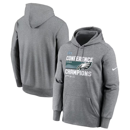Philadelphia Eagles NFC Champions Hoodie – Locker Room Trophy Pullover (Grey) (Recreated Edition)