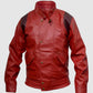 Red Leather Bomber Jacket