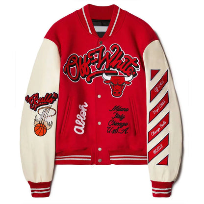 Chicago Bulls Off-White Varsity Jacket – Recreated Edition